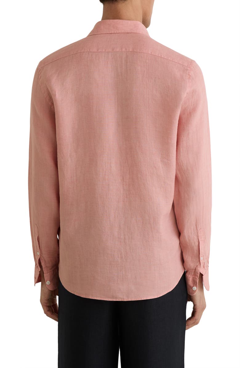 Reiss Ruban Linen Button-Up Shirt, Alternate, color, Watermelon Pink