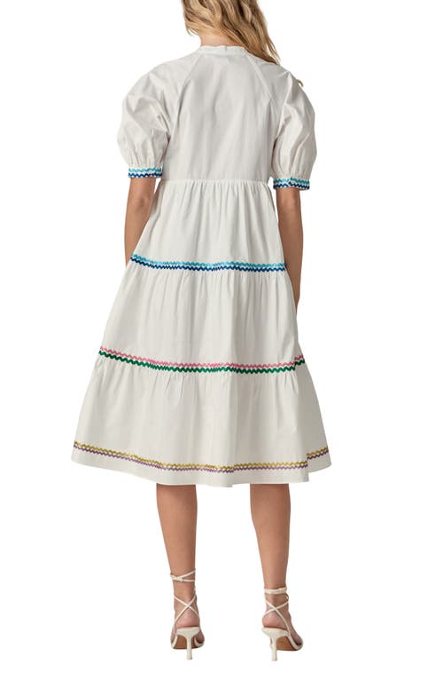 ENGLISH FACTORY ENGLISH FACTORY RIBBON TRIM MIDI DRESS