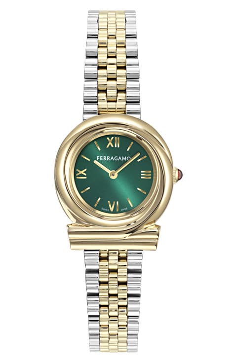 Gancini Twisted Bracelet Watch, 28mm