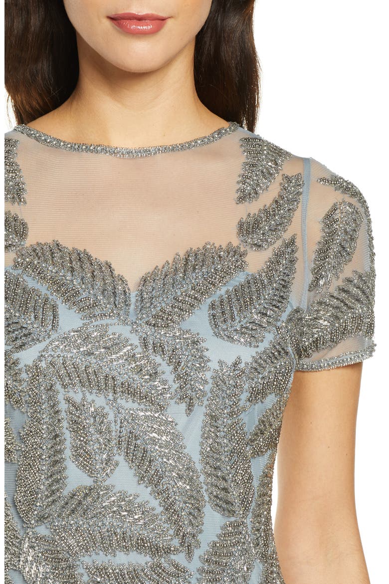 Beaded Leaf Mock Two-Piece Gown, Alternate, color, LT. BLUE