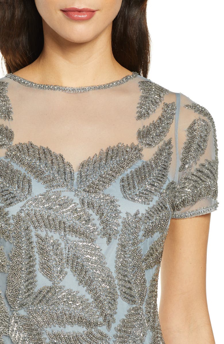 Pisarro Nights Beaded Leaf Mock Two-Piece Gown, Alternate, color,