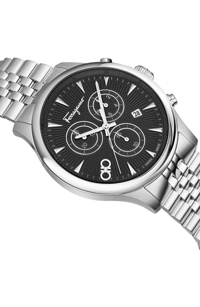 FERRAGAMO Duo Chronograph Bracelet Watch, 42mm, Alternate, color, Stainless Steel