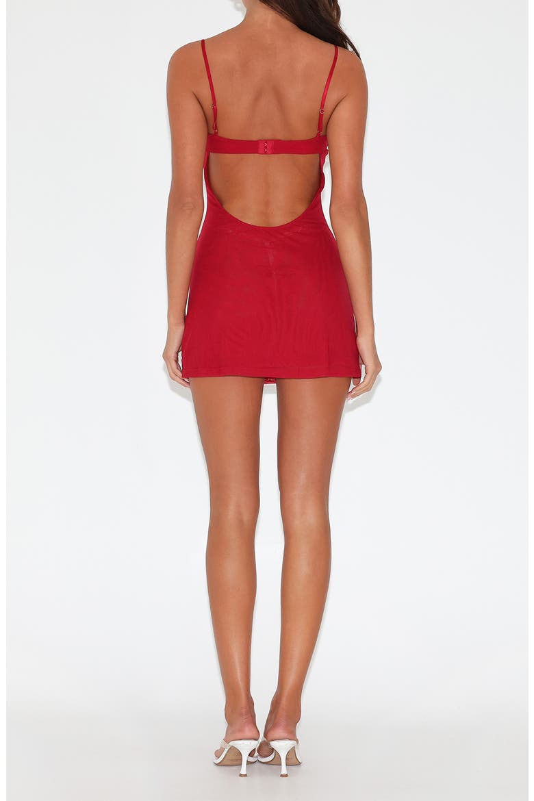 Octavia Floral Embellished Semisheer Mesh Minidress, Alternate, color, CHERRY RED