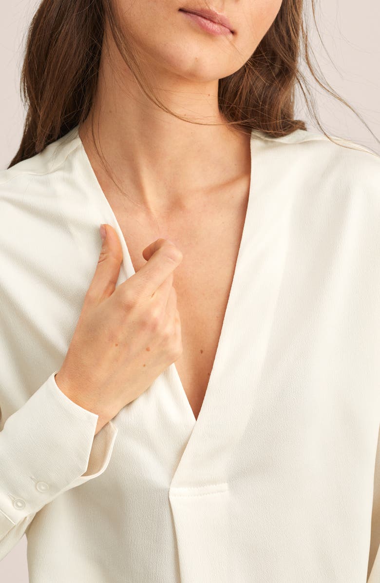 MANGO Flowy Satin Popover Blouse, Alternate, color, 