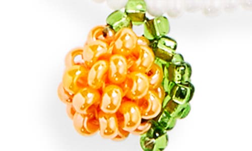 Pura Utz Beaded Orange Necklace In White