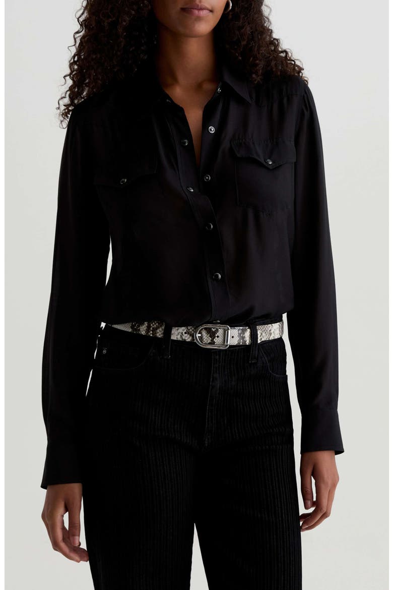 Melia Western Shirt, Main, color, SUPER BLACK