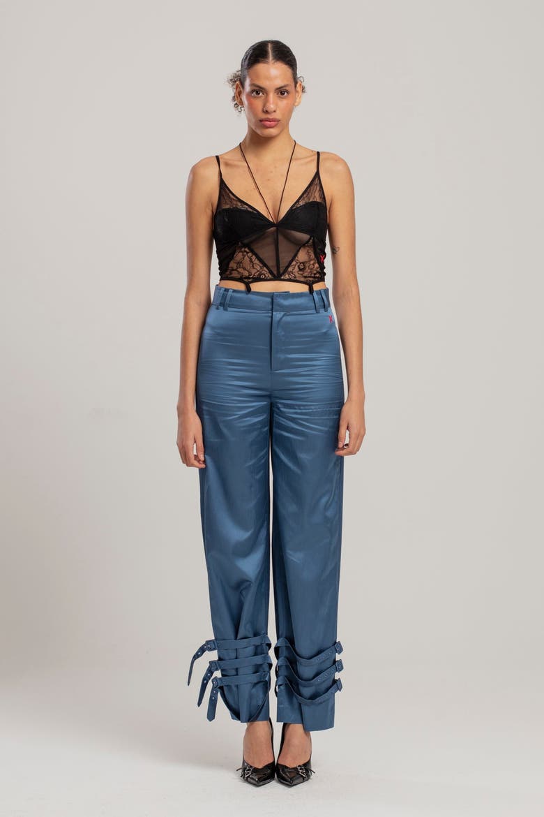 Linen Blend Free Heaven Shiny Pant, Alternate, color, blue