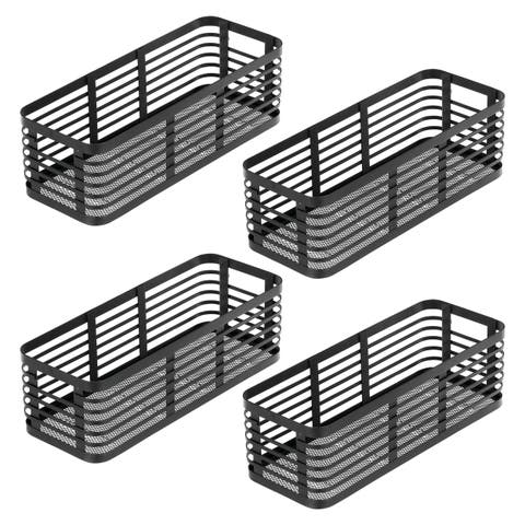 Metal Pantry Basket with Handles - Set of 4 - Matte Black