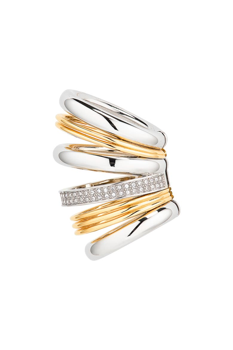 Punk Two-Tone Single Ear Cuff, Alternate, color, GOLD / SILVER