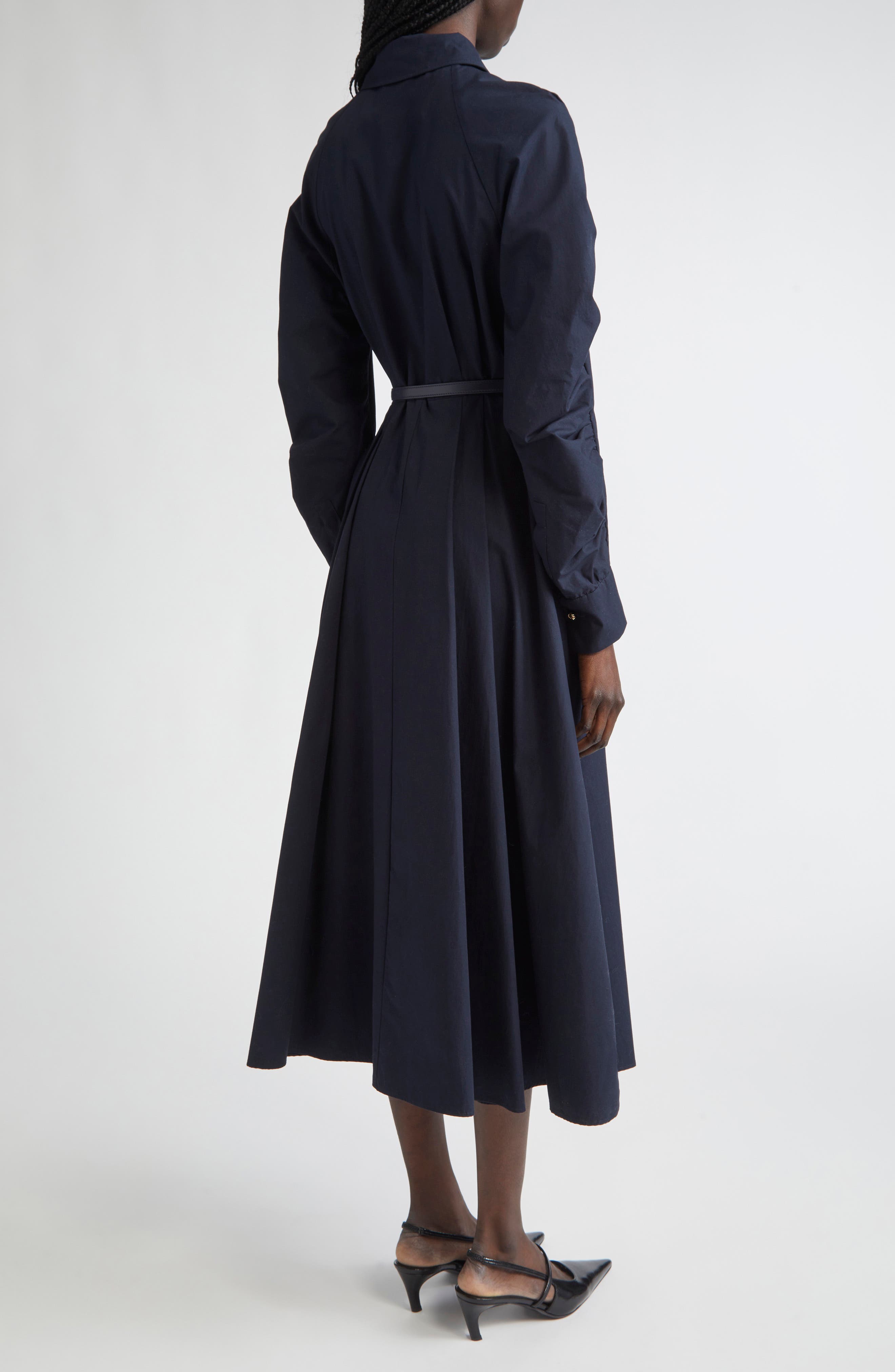 Valdese Ruched Long Sleeve Cotton Shirtdress - image 2
