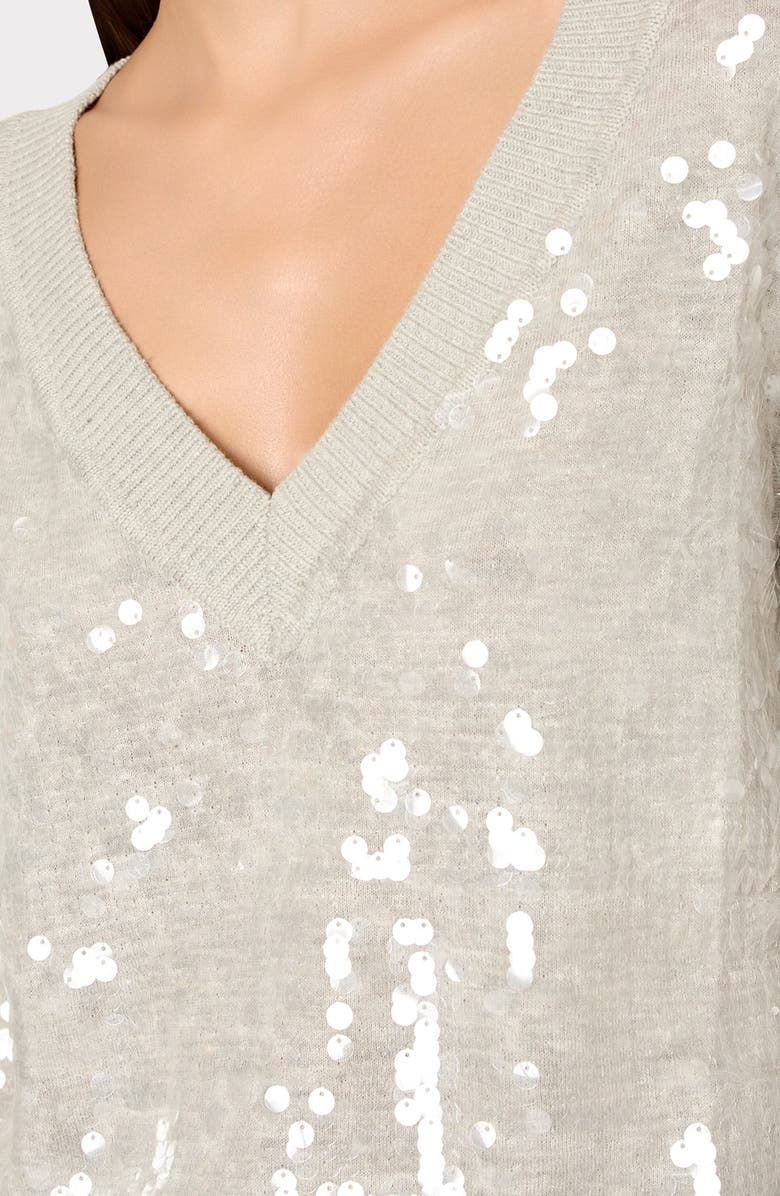 Milly Ilaria Sequin Sweater, Alternate, color, Light Heather