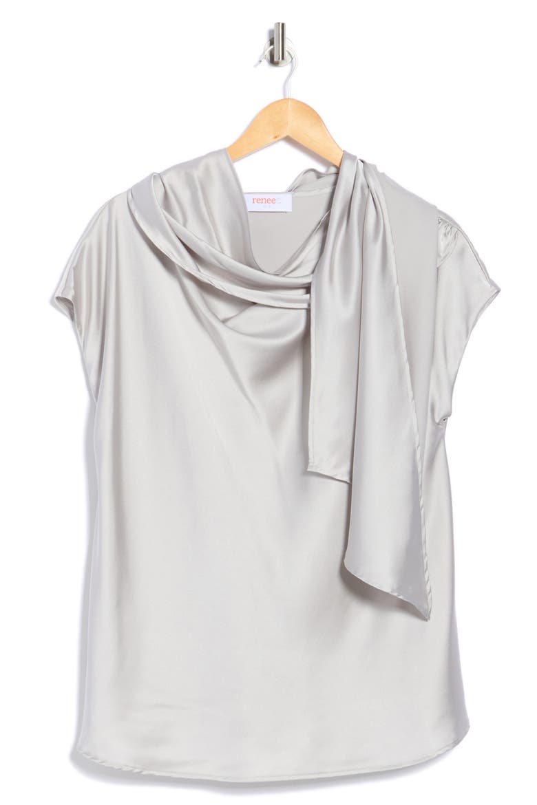 Satin Scarf Top, Alternate, color, SILVER