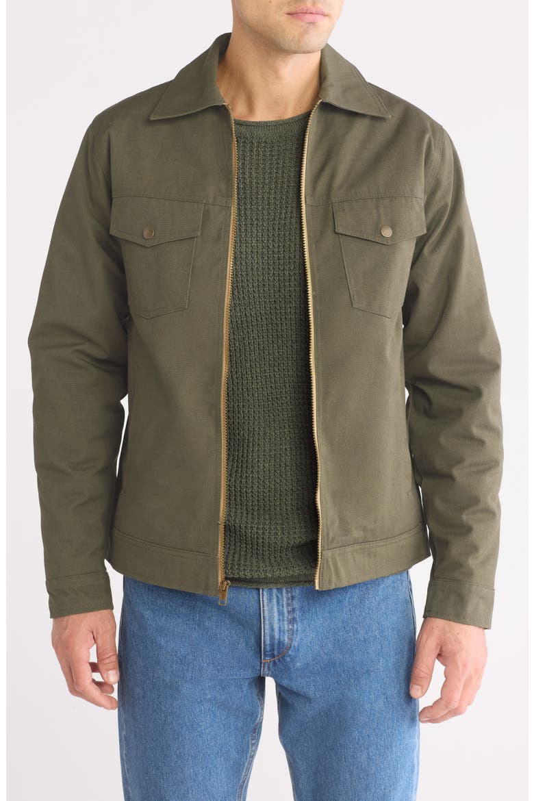 Faux Fur Lined Zip Trucker Jacket, Main, color, IVY GREEN