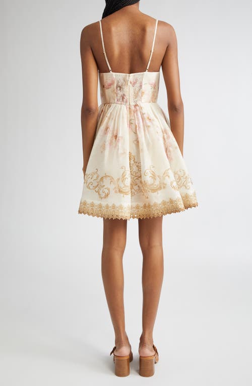 Zimmermann Hypnotic Linen And Silk Mini Dress In Neutral