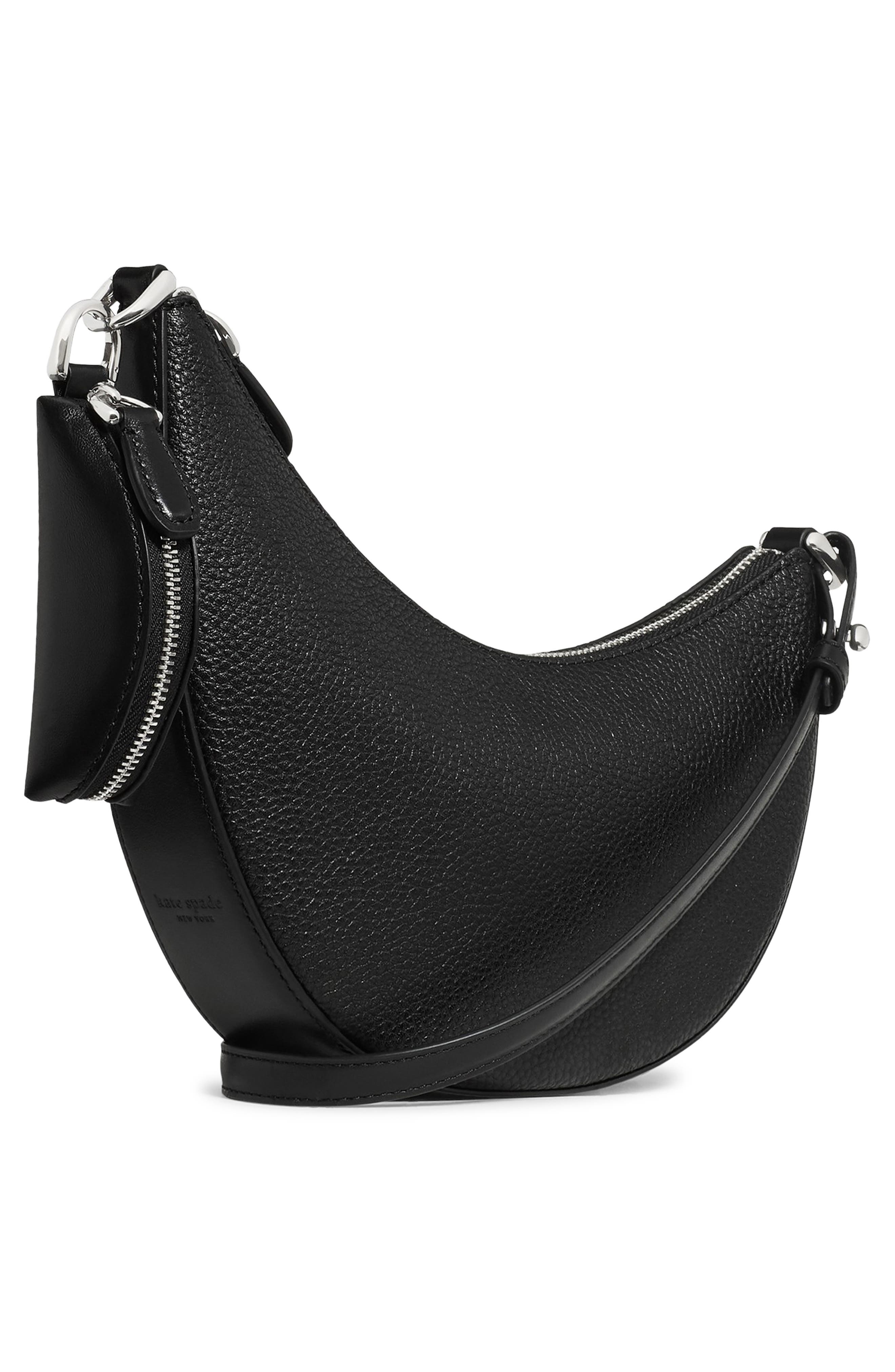 Kate Spade New York mini duo pebble leather crossbody bag, Alternate, color, Black/ Silver