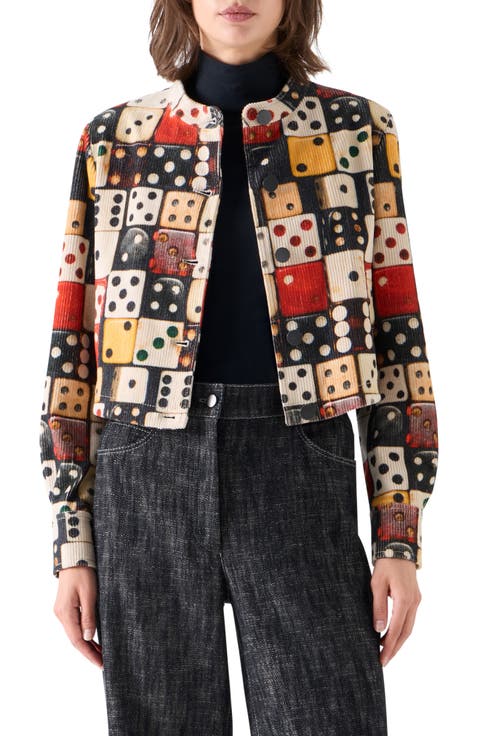 Dice Print Stretch Corduroy Jacket