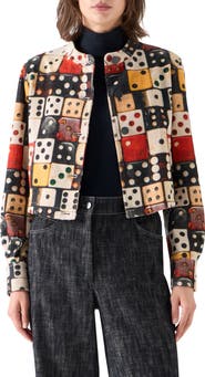 Akris punto Dice Print Stretch Corduroy Jacket