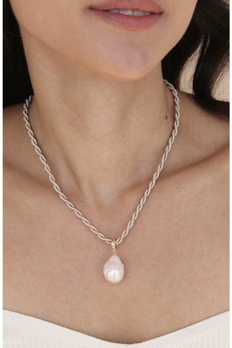 Rope Cord Freshwater Pearl Pendant Necklace, Alternate, color, BEIGE