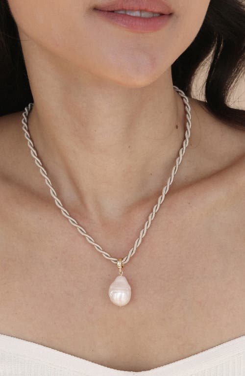 Ettika Rope Cord Freshwater Pearl Pendant Necklace In Beige