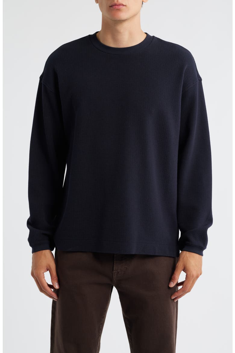 Long Sleeve Waffle Stitch T-Shirt, Main, color, DARK NAVY