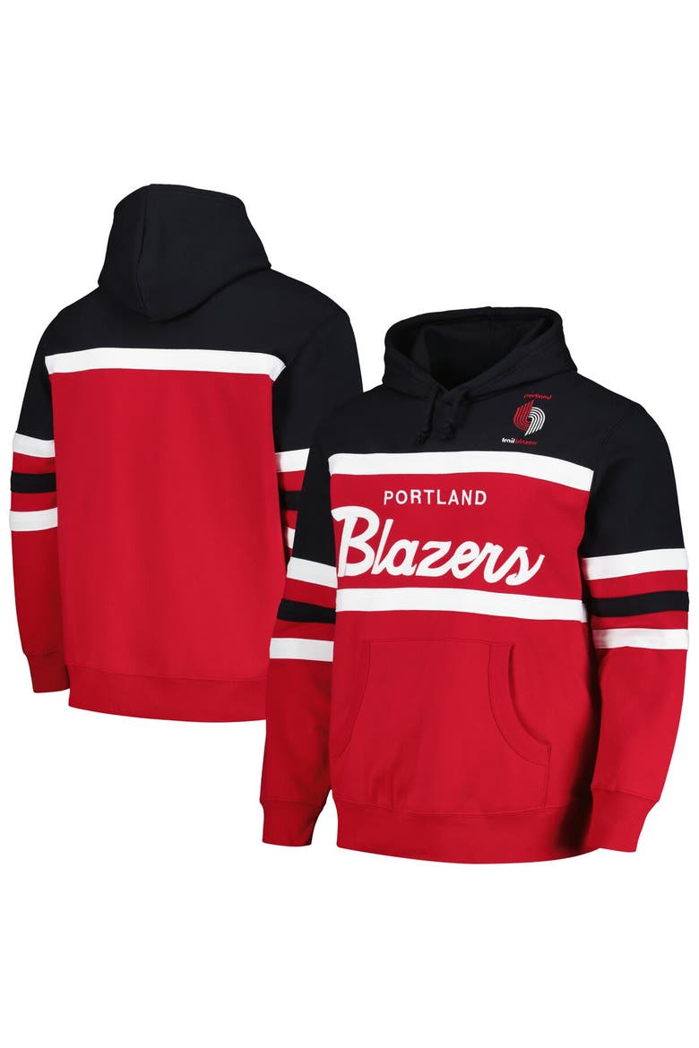 Men's Mitchell & Ness Red/Black Portland Trail Blazers Head Coach Pullover Hoodie, Main, color, Red