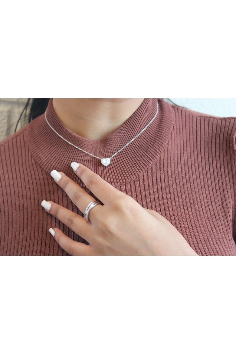 Valentina 14K Gold Lab Grown Diamond Heart Necklace - 1 ct, Alternate, color, 14K White Gold