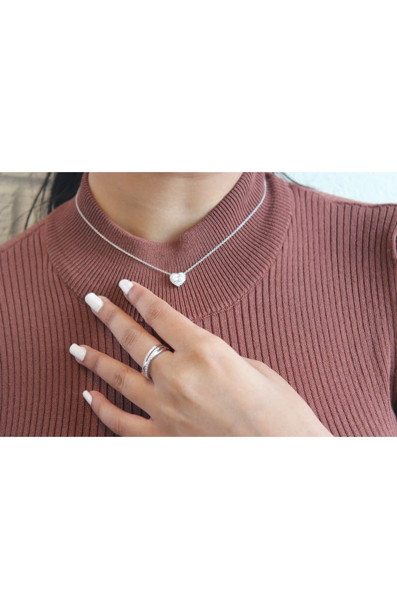 LuvMyJewelry Valentina 14K Gold Lab Grown Diamond Heart Necklace - 1 ct, Alternate, color, 14K White Gold