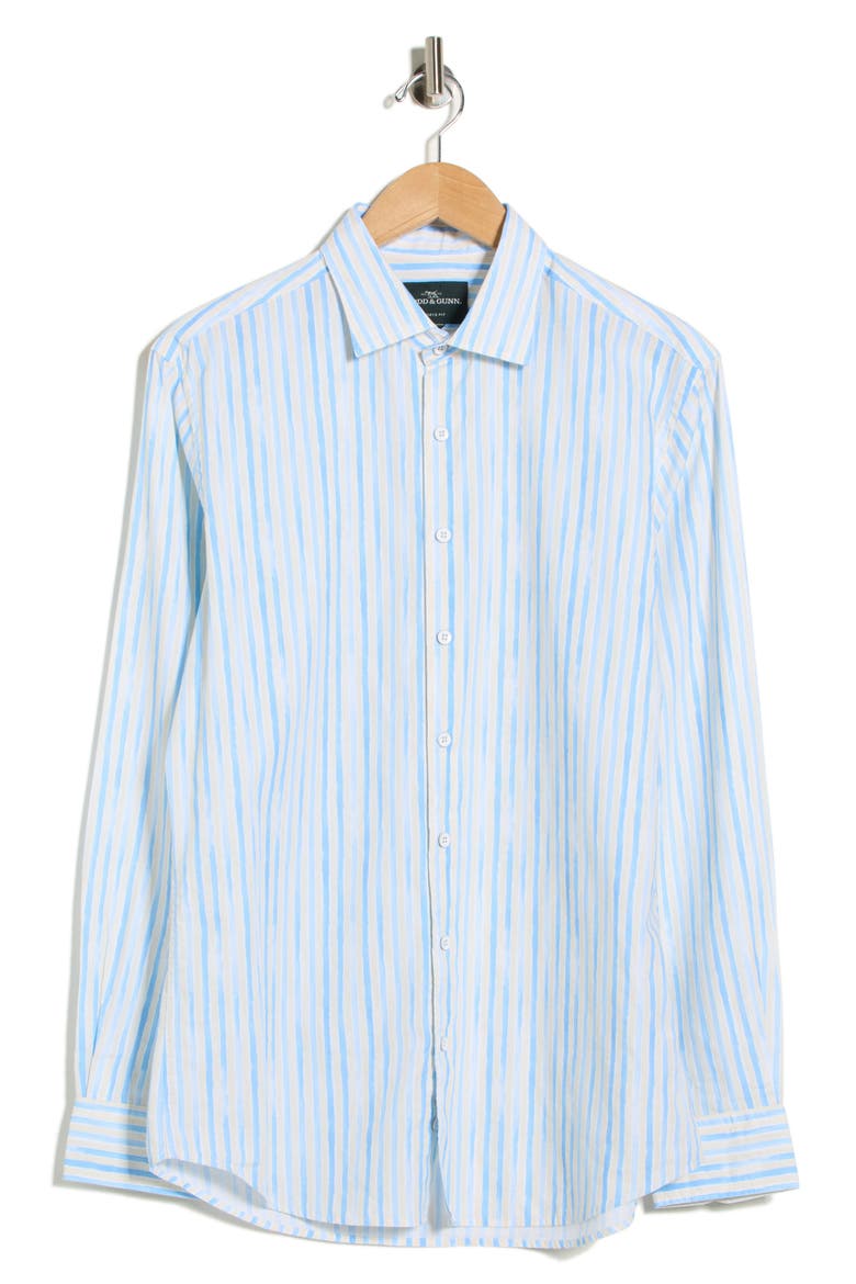 Forest Gate Sport Fit Stripe Linen & Cotton Button-Up Shirt, Alternate, color, OCEAN