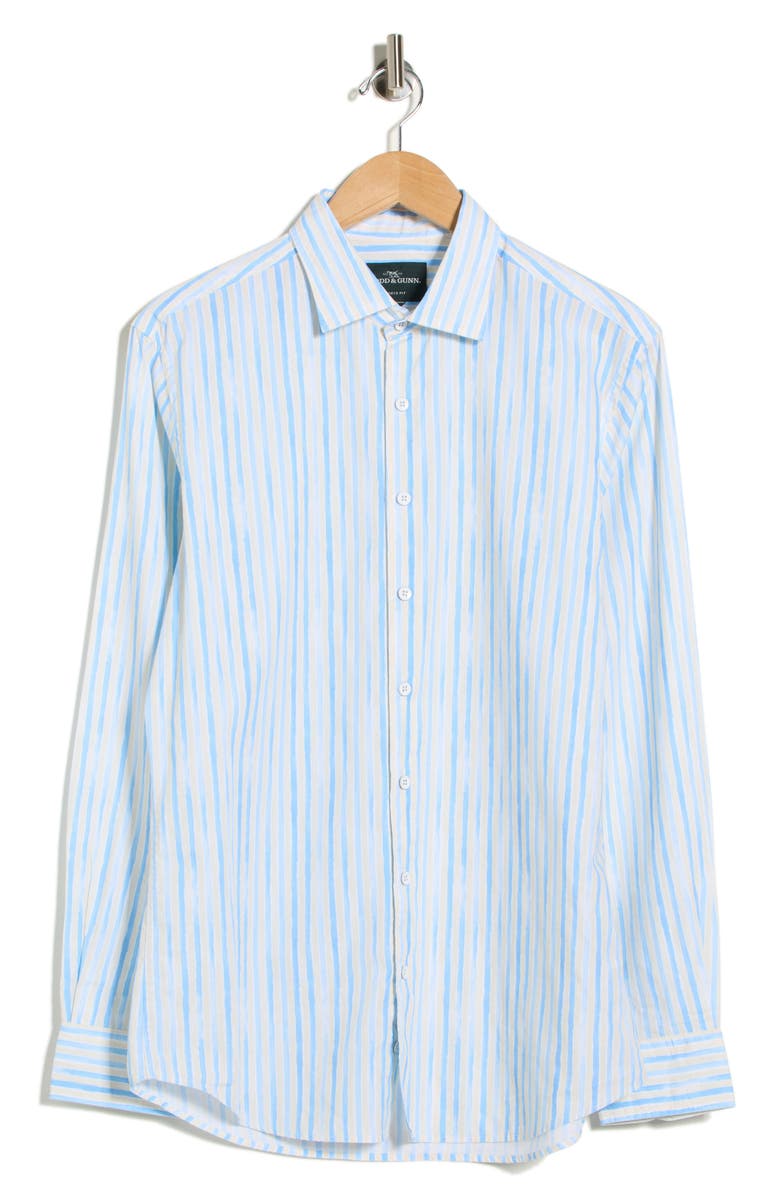 Rodd & Gunn Forest Gate Sport Fit Stripe Linen & Cotton Button-Up Shirt, Alternate, color, Ocean