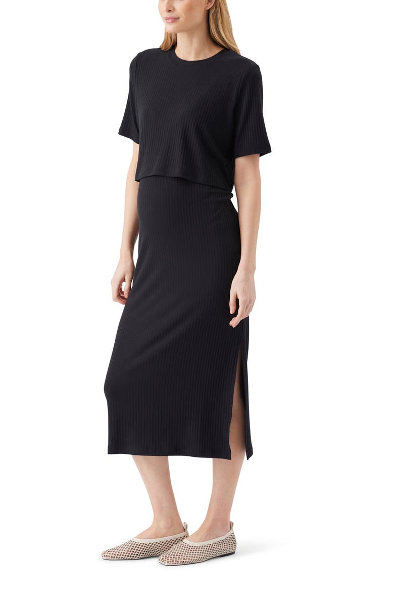 Ivy Rib Nursing Dress Black, Alternate, color, Black