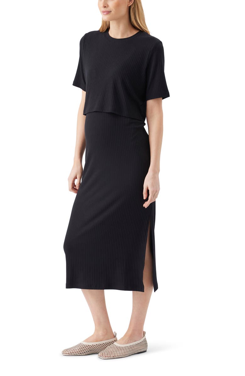 Ripe Maternity Ivy Rib Nursing Dress Black, Alternate, color, Black
