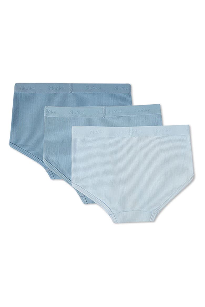 3 Pair Ribbed Tag-Free Briefs, Solid Colors, Alternate, color, Blue Multi
