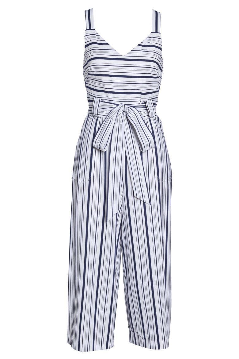 Stripe Culotte Jumpsuit, Alternate, color, BLUE/ WHITE ELLA STRIPE