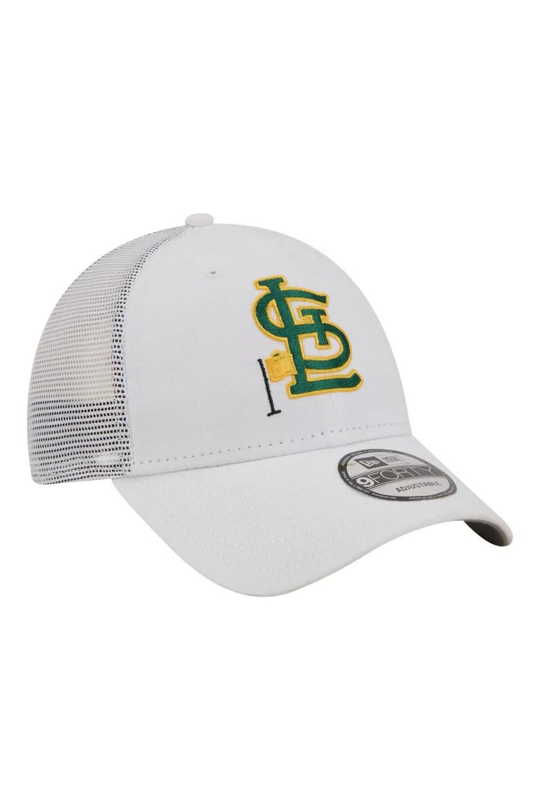 Men's New Era  White St. Louis Cardinals Flag 9FORTY Trucker Adjustable Hat, Alternate, color, White