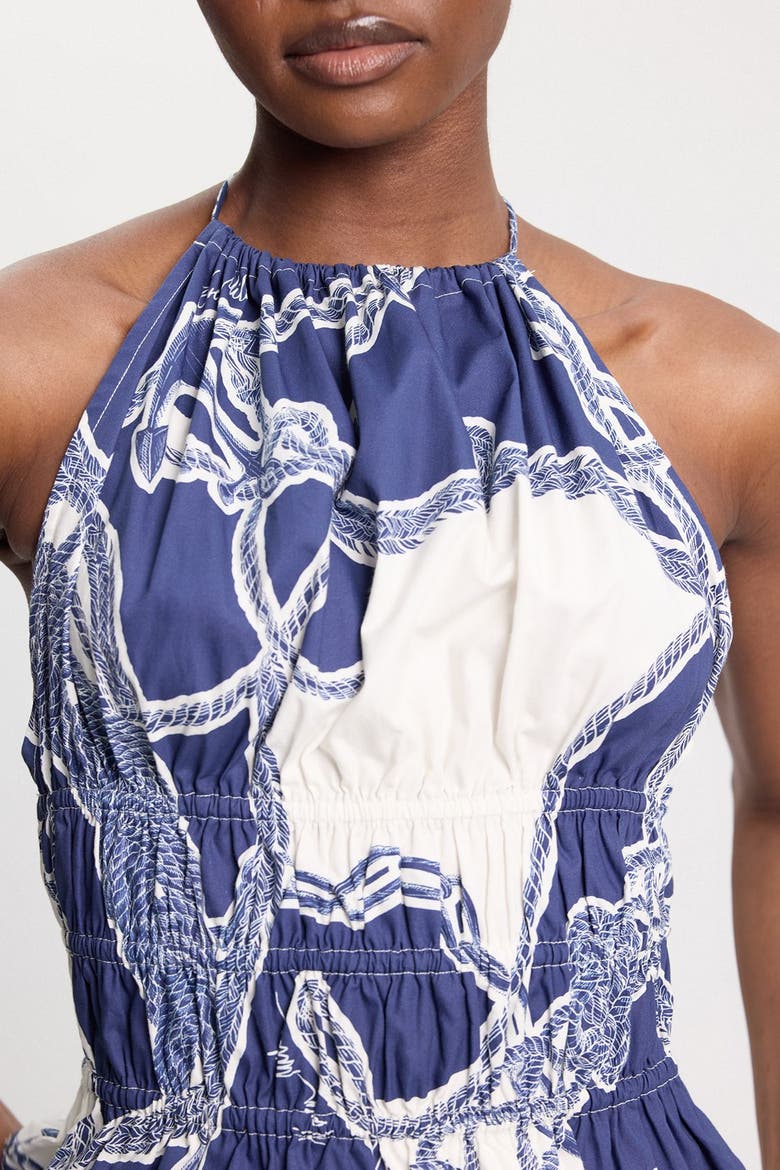 Chain Print Halter Top, Alternate, color, Blue