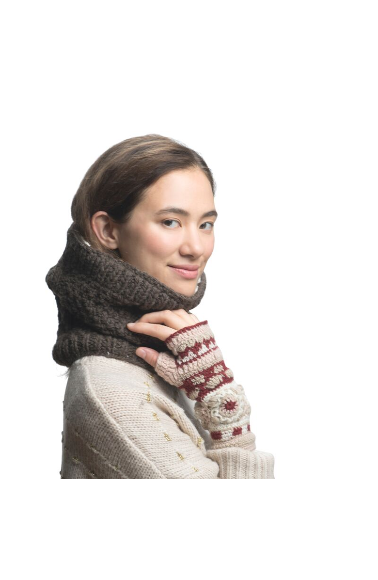 Nirvanna Designs Dreams Crochet Handwarmers, Alternate, color, Brown Combo