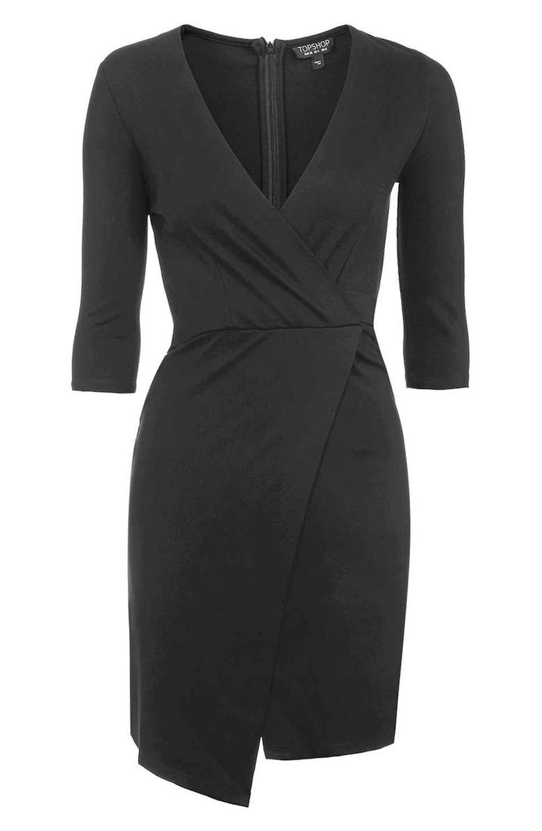 Topshop Ponte Faux Wrap Minidress, Alternate, color,