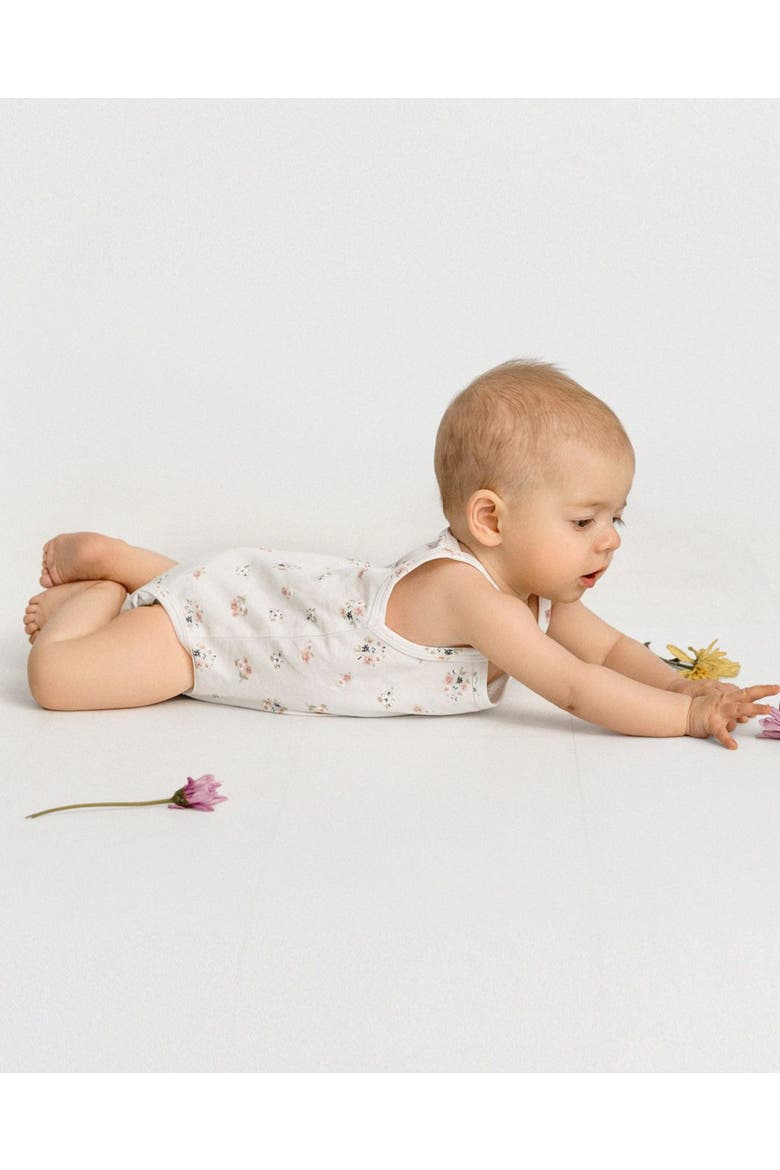 3 Pair Baby Combed Cotton Ditsy Floral Bodysuits, Alternate, color, Winter White Multi