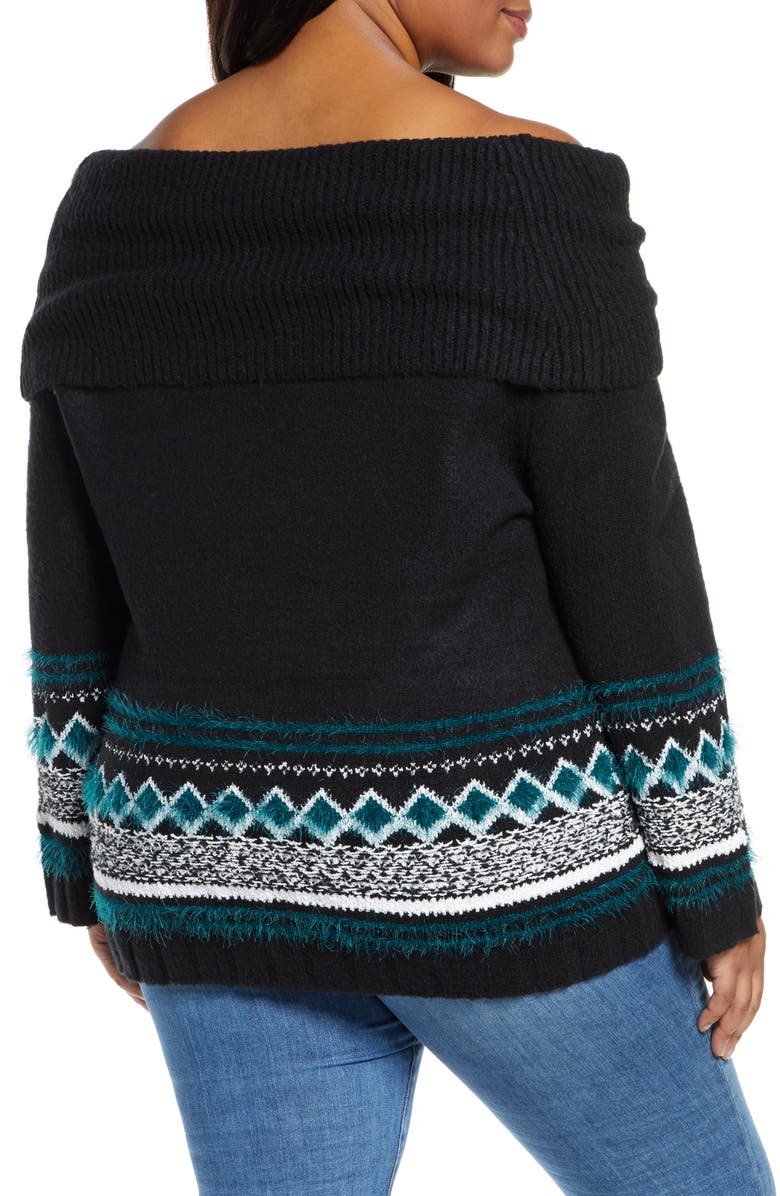 Caslon<sup>®</sup> Fair Isle Convertible Cowl Neck Sweater, Alternate, color, 