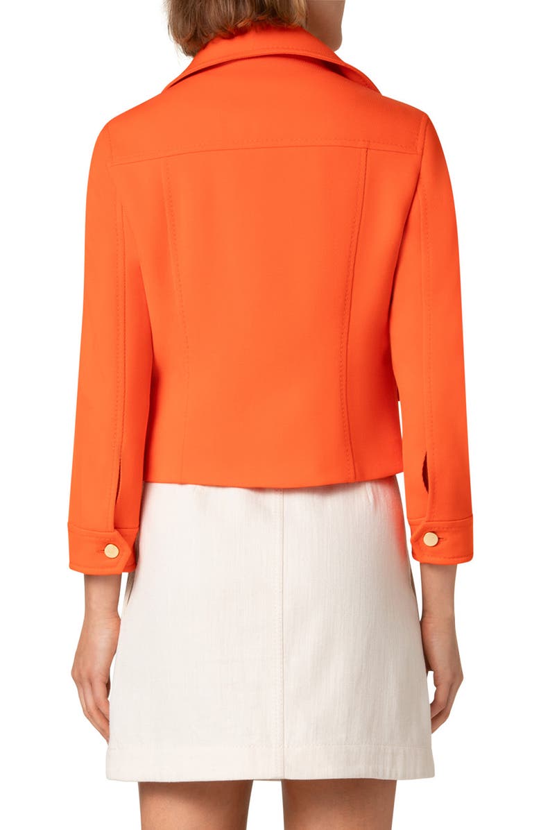 Akris punto Wool Tricotine Crop Jacket, Alternate, color, Orange
