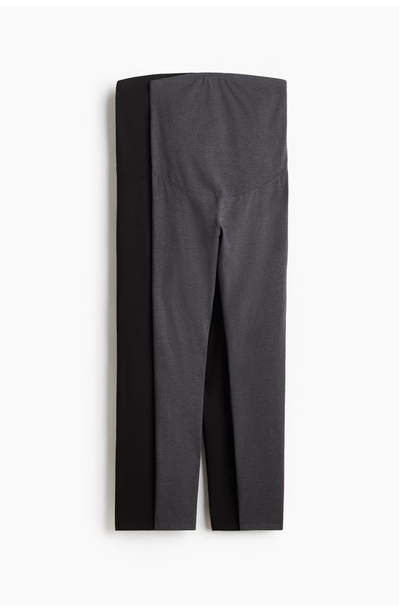 H&M Mama 2-pack Jersey Leggings, Main, color, Dark Gray/Black