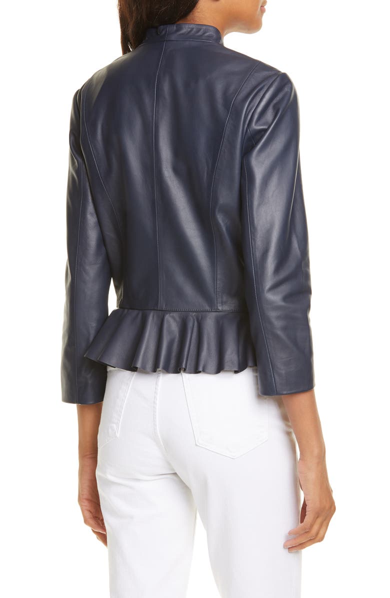 Ted Baker London Febbe Peplum Leather Jacket, Alternate, color, 