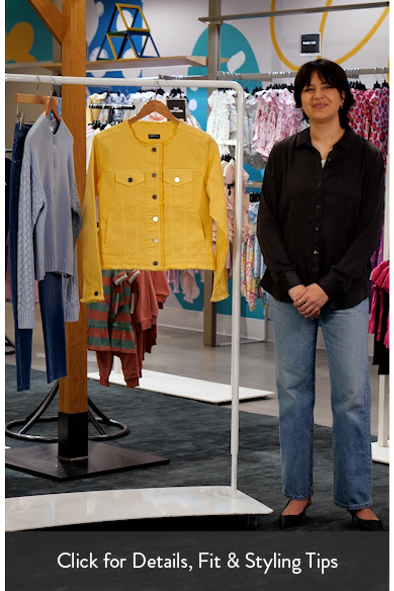 Frayed Collarless Denim Jacket video