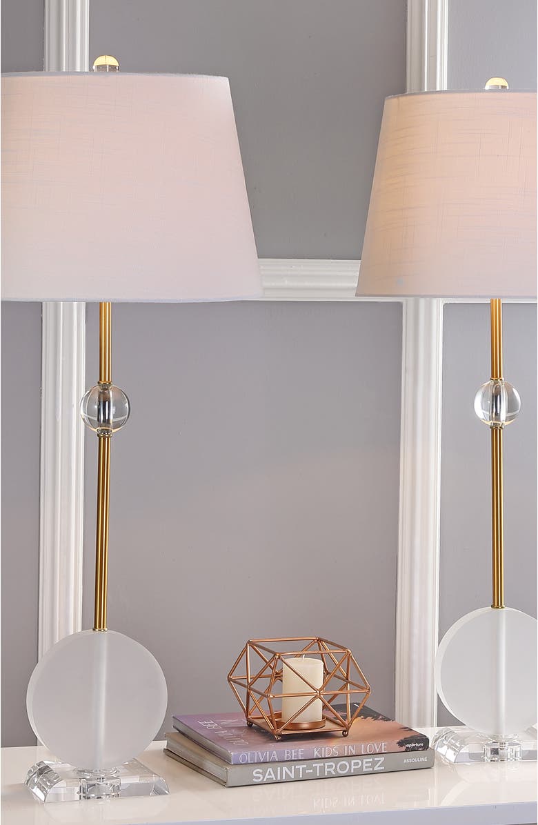 JONATHAN Y Spencer 34" Crystal/Metal LED Table Lamp, Brass, Alternate, color, Clear/Brass Gold