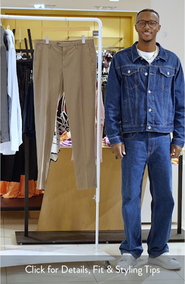 Flat Front Stretch Cotton Blend Gabardine Chinos, sales video thumbnail