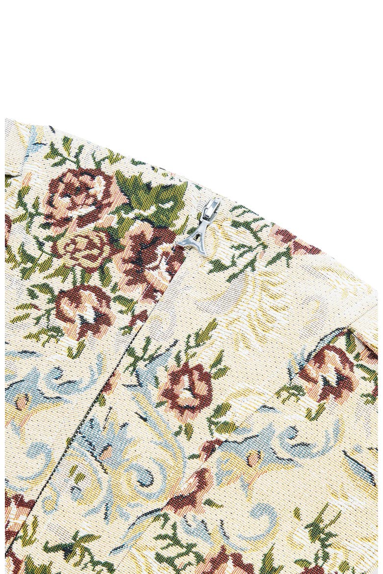 Bonnie Floral Jacquard Bardot Corset Top, Alternate, color, Beige