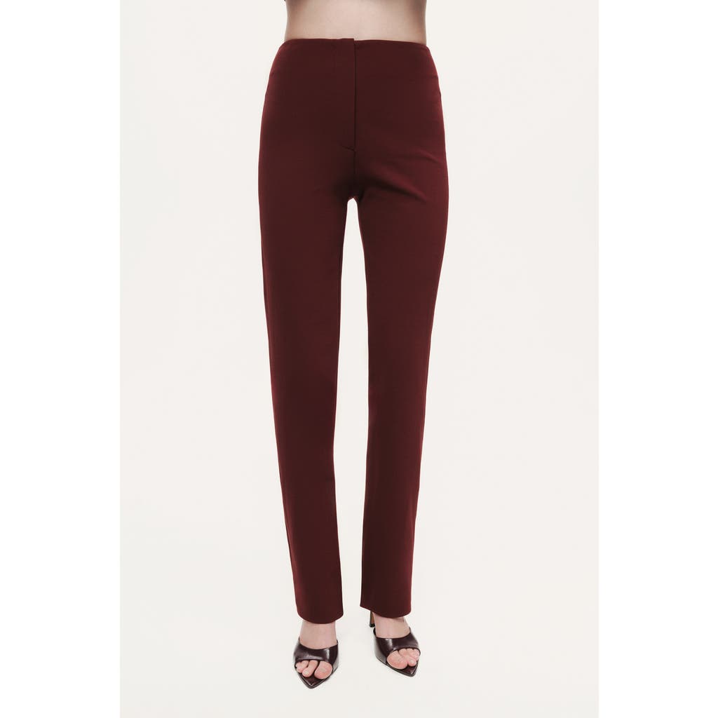 Nocturne Split-hem Straight Pants In Burgundy