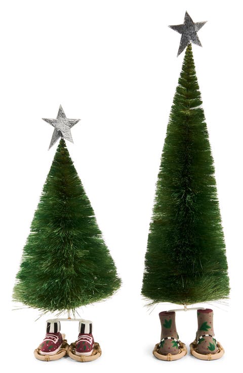 Set of 2 Patience Brewster Mooseltoe Bottle Brush Trees