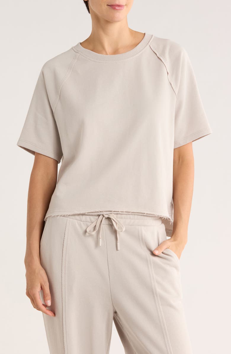 YOGALICIOUS Metro Sunday High Washed Terry Top, Main, color, Shadow Rock