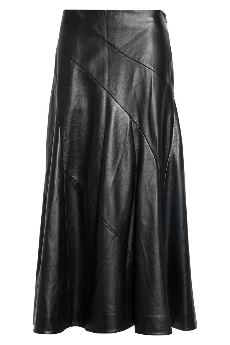 Kenza Leather Skirt, Alternate, color, BLACK